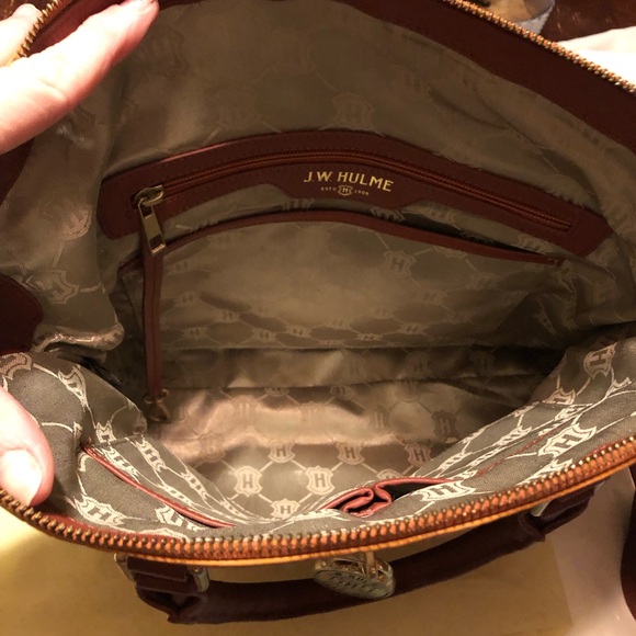 J.W. Hulme Co. Orange/Brown Leather Croc Embossed Handbag - Picture 10 of 16